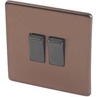 Varilight 10AX 2-Gang 2-Way Light Switch Brushed Bronze (7156H)
