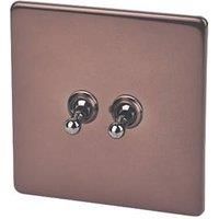 Varilight 10AX 2-Gang 2-Way Toggle Switch Mocha (61049)