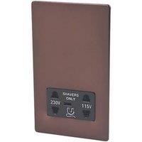 Varilight 2-Gang Dual Voltage Shaver Socket 115 / 230V Mocha with Black Inserts (36748)