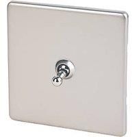 Varilight - 1G 1 or 2W 10A Classic Toggle Switch Dimension Screwless Satin Chrome - XDNT1S