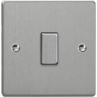 Varilight 10A 1-Gang 2-Way Light Switch Brushed Steel with Colour-Matched Inserts (305YT)