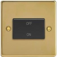 Varilight 10A 1-Gang 3-Pole Fan Isolator Switch Polished Brass with Black Inserts (927YT)