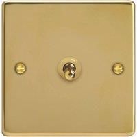 Varilight 10A 1-Gang 2-Way Light Switch Polished Brass with Colour-Matched Inserts (388YT)