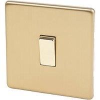 XDB1S Varilight Flat Plate Screwless Brushed Brass 1 Gang Light Switch Decorative Inserts