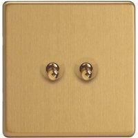 Varilight - 2G 1 or 2W 10A Classic Toggle Switch Dimension Screwless Brushed Brass - XDBT2S