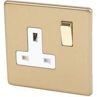 Varilight XDB4WS 13A Socket 1 Gang Brushed Brass White