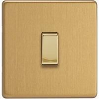Varilight Brass 10A 3 Way 1 Gang Screwless Switch