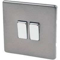 Varilight 10A 2 way Matt grey Double Light Switch