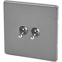Varilight 10AX 2-Gang 2-Way Toggle Switch Slate Grey (1803H)