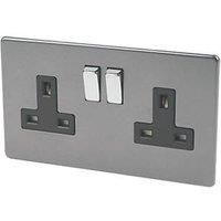 Varilight 13A Grey Double Switched Socket