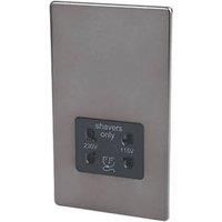 Varilight 1-Gang Dual Voltage Shaver Socket 115/230V Slate Grey with Black Inserts (3943H)
