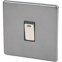 Varilight 1-Gang 20A Double Pole Rocker Light Switch + Neon Indicator Light Pewter XDR20NDS