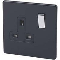 Varilight 13A Jet black Single Switched Socket
