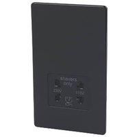 XDL77S - Varilight - Flat Plate Screwless Jet Black - 2 Gang Intermediate 10A Switch - Polished Chrome Inserts