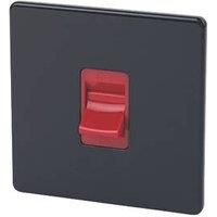 Varilight 45A 1 way Gloss black Single Cooker Switch