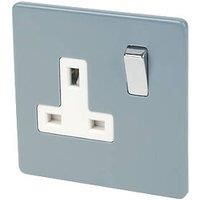 Varilight 13AX 1-Gang DP Switched Plug Socket Sky Blue with White Inserts (4680F)