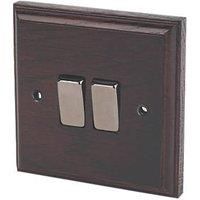 Varilight 10AX 2-Gang 2-Way Light Switch Dark Oak (3776H)