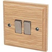 Varilight 10A 2 way Brown Oak effect Double Light Switch