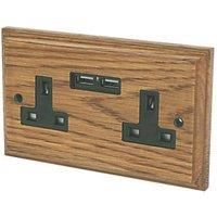 Varilight 13A Oak effect USB socket