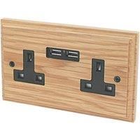 Varilight 13A Oak effect USB socket