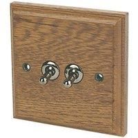 Varilight 10AX 2-Gang 2-Way Toggle Switch Medium Oak (1723H)