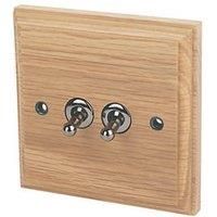 Varilight 10AX 2-Gang 2-Way Toggle Switch Classic Oak (9598H)