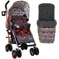 Cosatto supa 3 pushchair Charcoal Mister Fox with Footmuff and Raincover 0m-25kg
