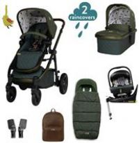 Cosatto 3 in 1 Travel System, Wow 3 - Birth to 25kg, Duo Direction Compact Fold, Carrycot, Seat Unit, ADAC Tested iSize Car Seat, Rotating ISOFIX Base, Adapters, Footmuff & Backpack (Bureau)