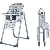 Cosatto Pip Adjustable Highchair, Birth to 15kg, Lightweight, Compact Foldable, Free Standing, Easy Clean, Padded Seat, Footrest, Tray Cup Holder (Beep Beep)