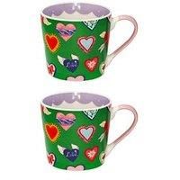 BRAND NEW IN BOX ELEANOR BOWMER BONE CHINA MUG GREEN LOVE HEARTS MUG JOHN LEWIS