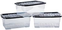 Strata Curve Clear Plastic Stackable Storage Box U / Bed 42 Litre (Black Lid)