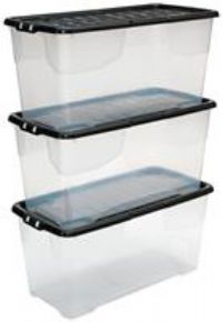 Argos Home Curve 80 Litre Lidded Storage Boxes  Set of 3