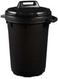 Ward GN348 Heavy Duty Bin and Lid, 90 liters, Black, 63.2 x 63.2 x 72.8 cm
