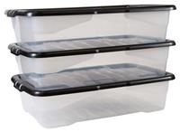 Strata Curve 3 x 42L Underbed Storage Boxes - Clear
