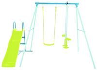 TP Triple Swing Set with Glider - Adjustable Metal Swing Stand With Swings, Flexible Swing With Harness Sculpts. Heavy Duty Sturdy Metal Frame, Glider, Backyard Outdoor Playset - 6 Months+