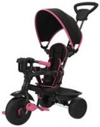 TP Toys Zoomee 4 in 1 Deluxe Trike Pink Dusk - Parental Lock Mode, Removable Safety Bar, Safety Steering Lock System & Shock Resistant Wheels. Retractable Sun Canopy, Ages 10-36 Months+
