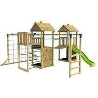 Tp Skywood Wooden Climbing Frame Including Two Towers, Zipline & Slide