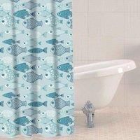 Sabichi Baby Fish 100% PEVA Shower Curtain Includes 12 Hooks 180x 180cm Bathroom