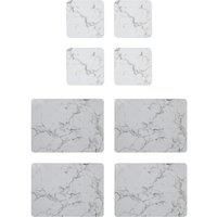 Marble Effect Placemat And Coaster Set Of 8 Table Mats Dining Coasters Tableware