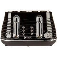 Haden Devon Black Toaster 4 Slice - Dual Control Browning Settings - 4 Slice Toaster with Wide Slots - Black Toaster with Defrost, Reheat And Cancel Settings - 3000W