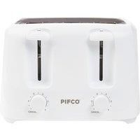 Pifco 4 Slice Toaster - Dual Control - Variable Browning Bread Toast Settings - 1400W White