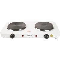 Pifco Portable Electric Non Slip Double Hob with New Hot Plate Cooker - 5 power levels - Variable temperature controls -Double 15cm solid hobs - 2000W - White