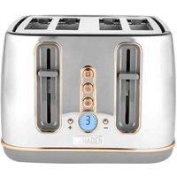 Haden Dorchester 4 Slice Chrome Toaster – Modern LCD Display Digital 4 Slice Toaster - 6 Browning Levels - Cancel / Defrost / Reheat Settings - 1900-2300W
