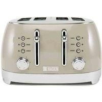 Haden Bristol Putty 4 Slice Toaster - Temperature Control, Easy To Clean, Efficient & Safe, Coated Stainless Steel Housing - For All Toast Preferences, Defrost, Reheat, and Cancel Functions