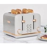 Salcombe Grey & Copper Toaster 4 Slice - Adjustable Browning Control, Retro Style, Wide Slot Toaster - Stainless Steel Housing - Self-Centering Function - Easy to Clean Grey Toaster - 2300W