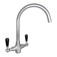 Reginox Brooklyn Polished Chrome Traditional Black Handle Kitchen Tap