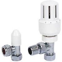 Thermostatic Radiator Valve Set Angle TRV LS 42353 15mm x 1/2 Finish Nickel