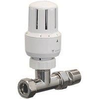 White/Nickel Plated 15mmx1/2" Straight Thermostatic Radiator Set Valves x 1