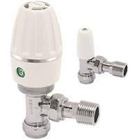 Pegler Terrier Terrier 3 White Angled Thermostatic TRV & Lockshield 15mm x 1/2" (2052V)