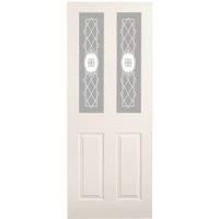 Wickes Stirling White Glazed Grained Moulded 4 Panel Internal Door - 1981mm x 762mm
